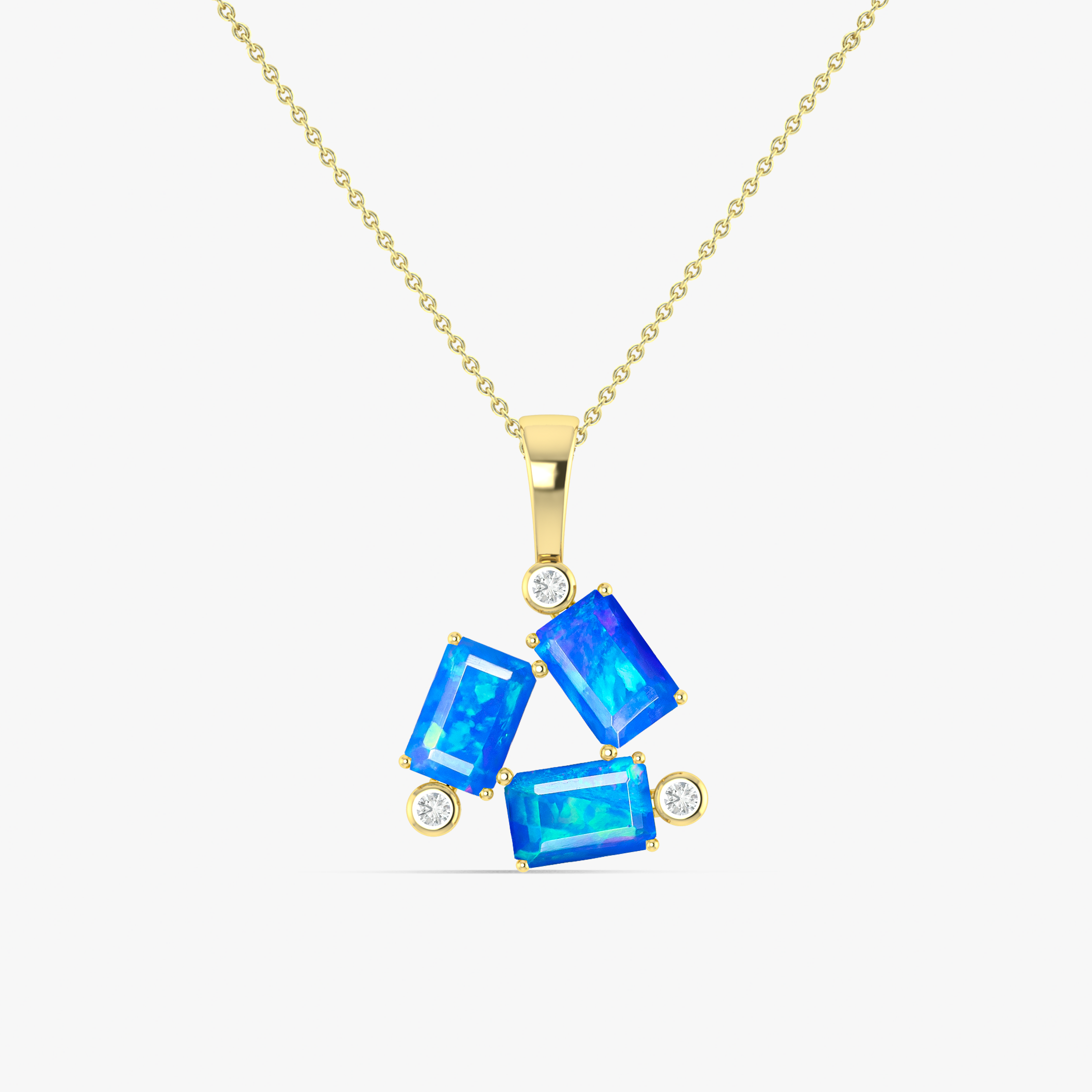 Blue Opal Baguette Gemstone Charm Pendant