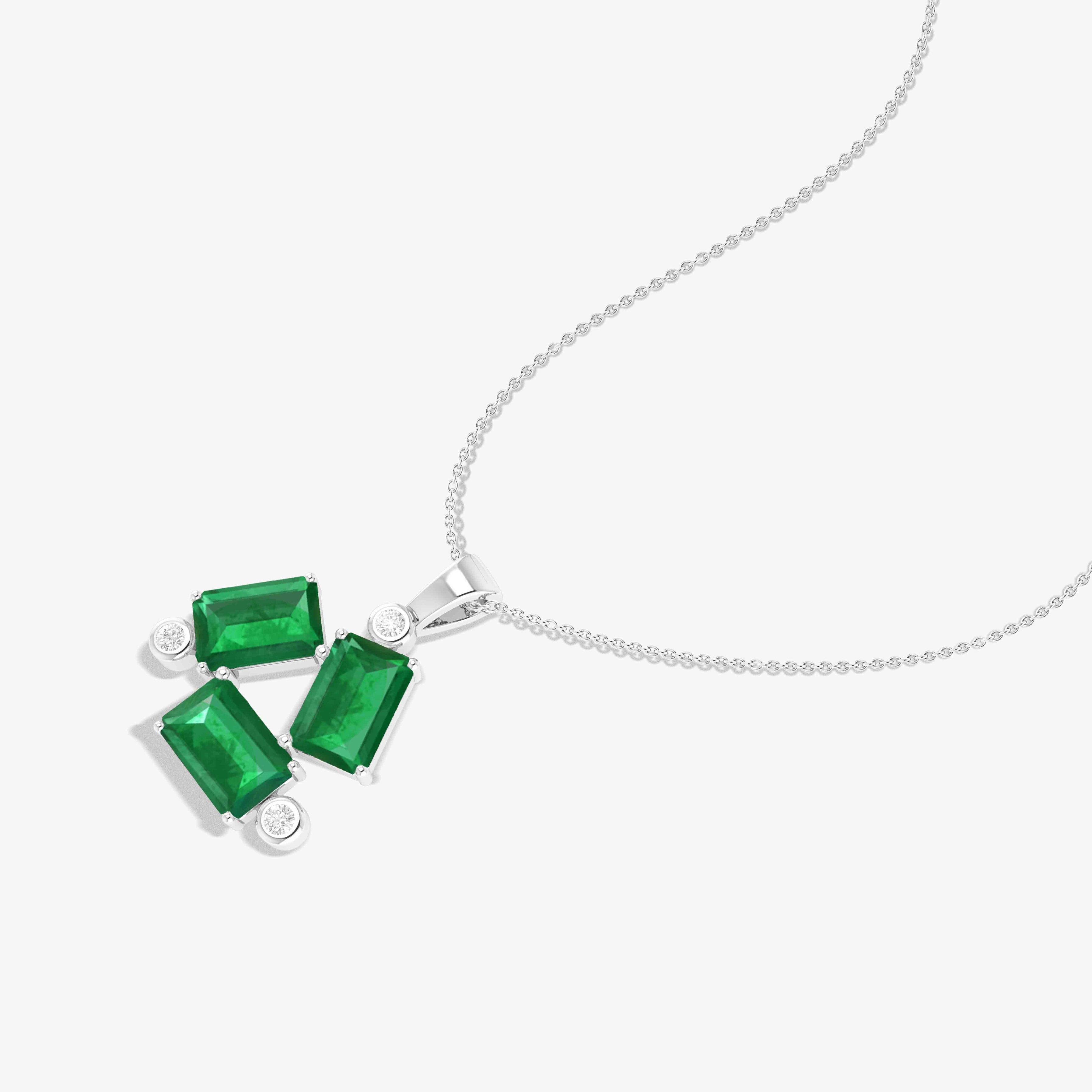 Emerald Baguette Gemstone Charm Pendant