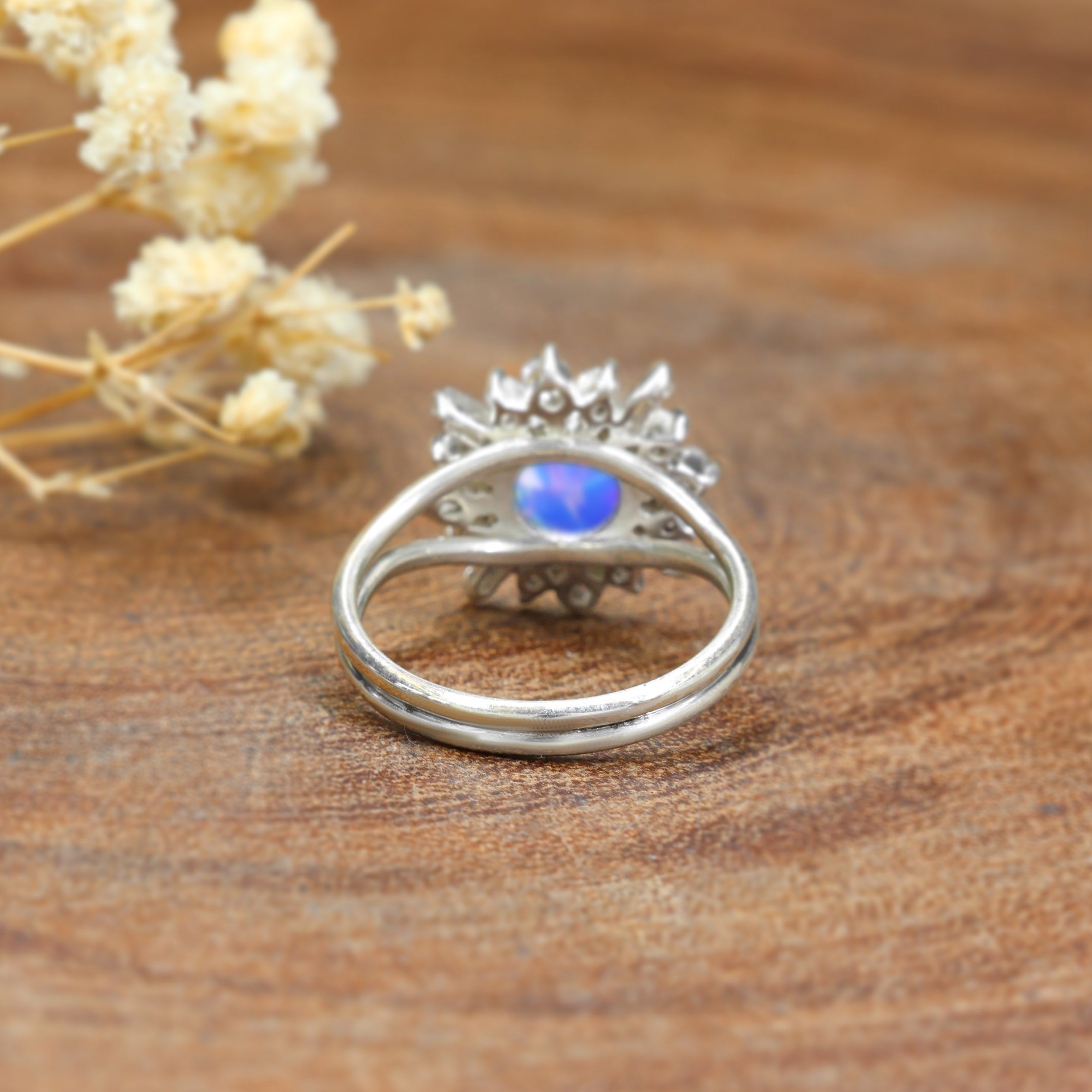 Round Shape Blue Opal Ring2