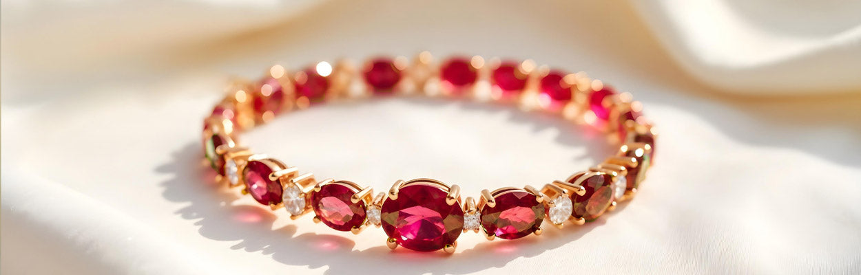 Gold and Silver Ruby Bracelet