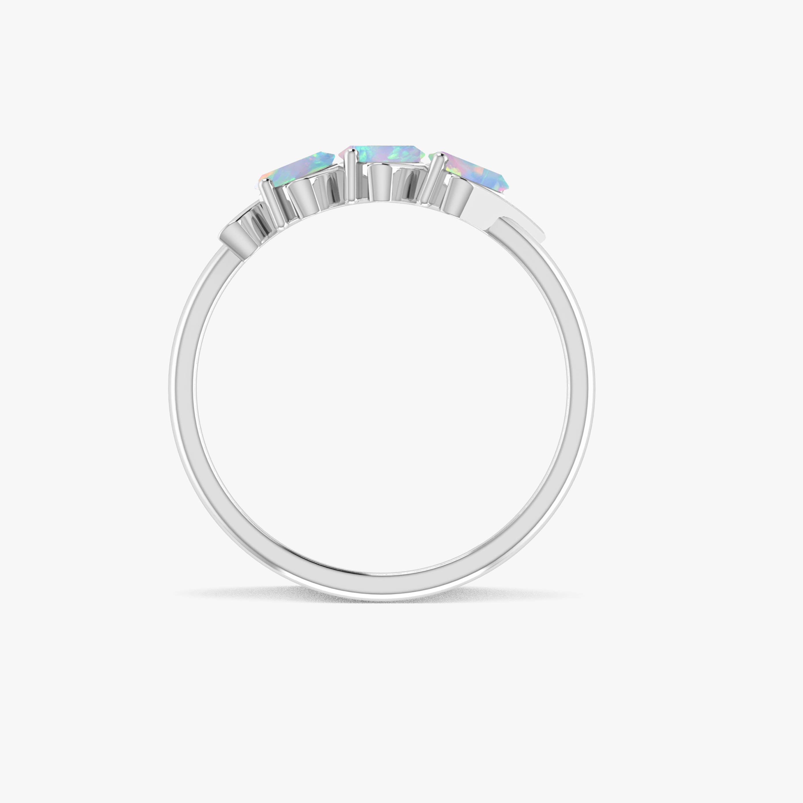 Triple Stone White Opal Ring7