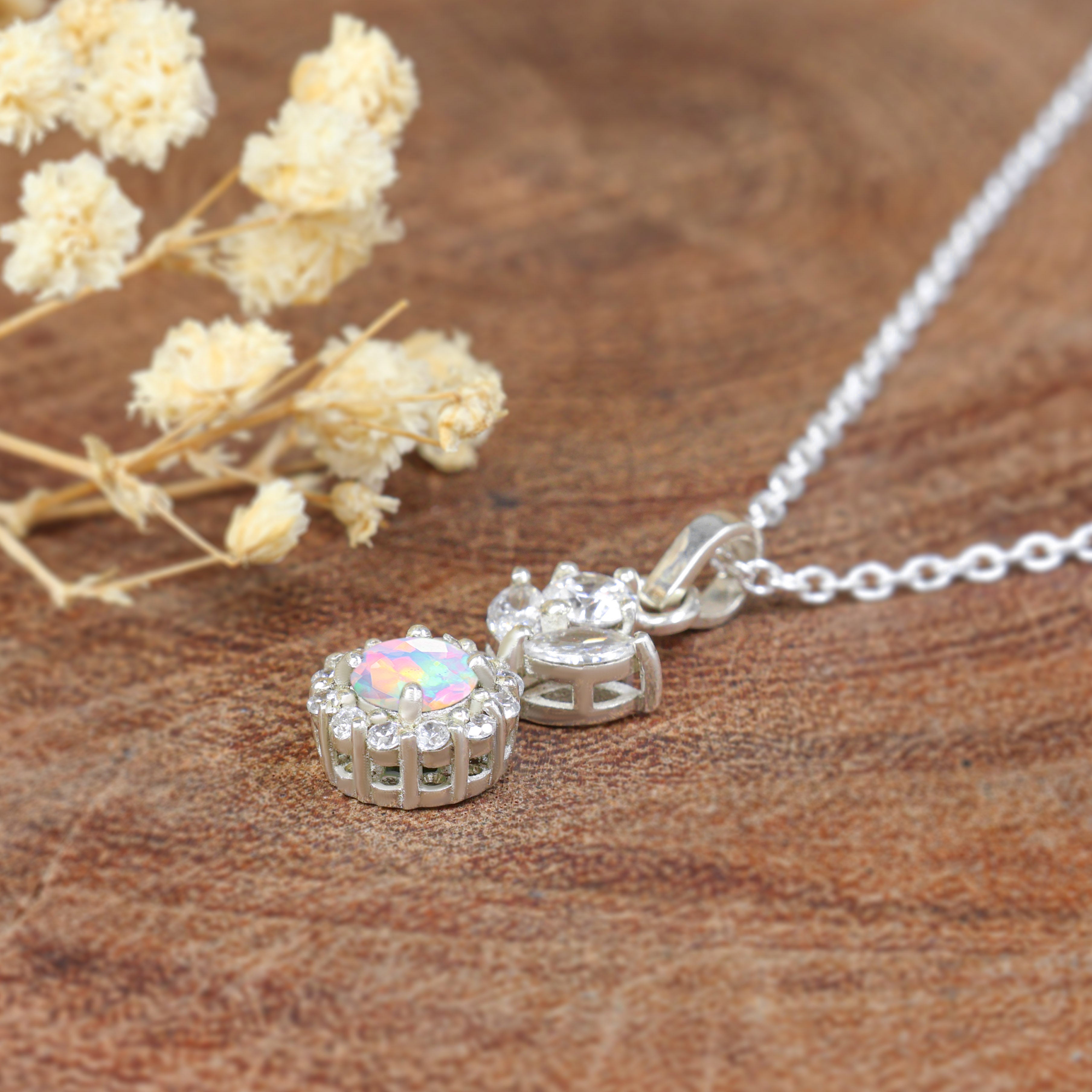 White Opal Pendant Necklace3