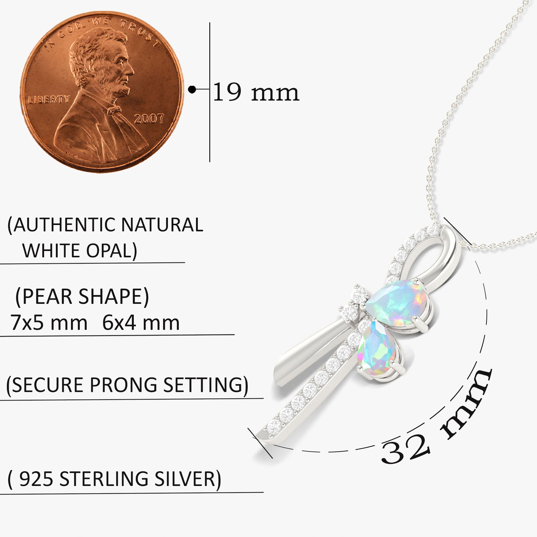 White Opal Pendant Pear shape7