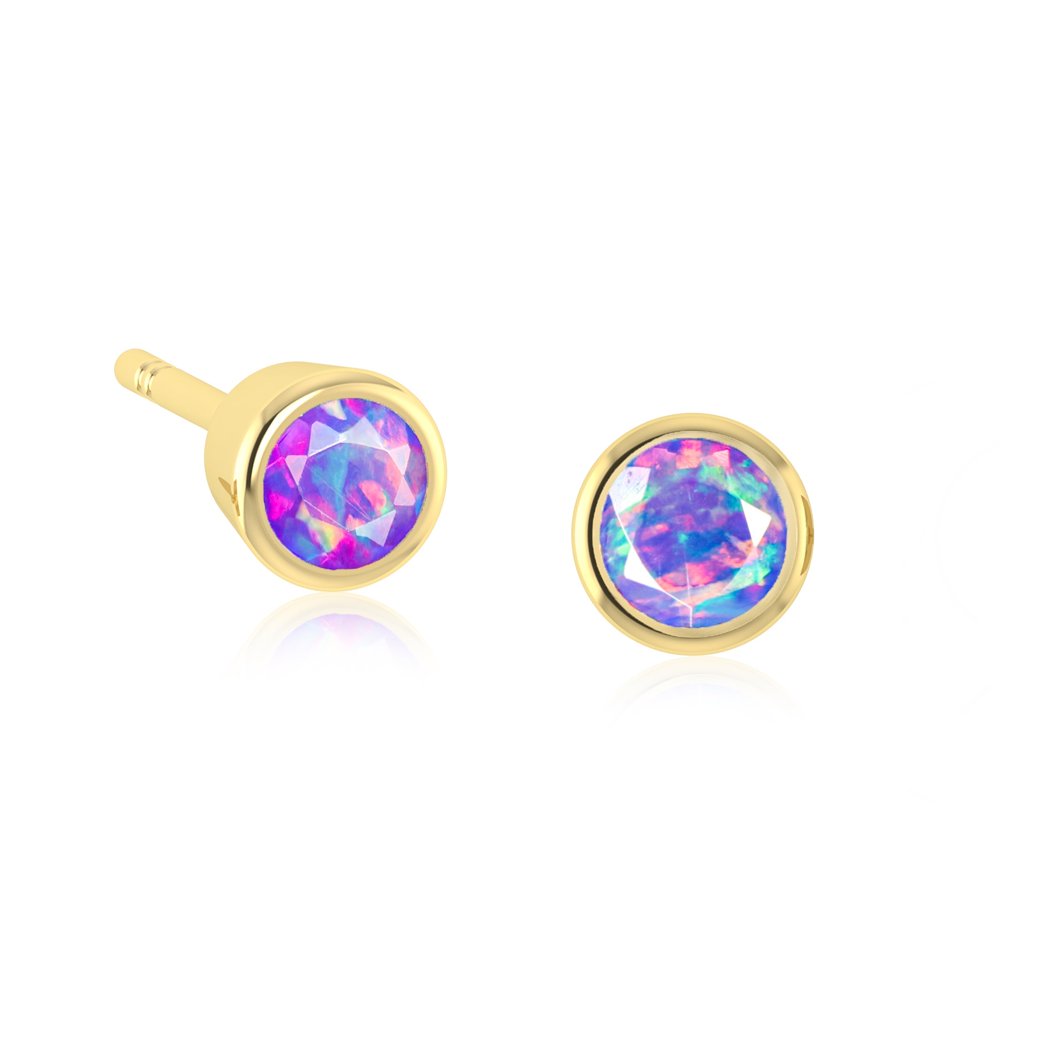 lavender Opal Gold Stud Earring