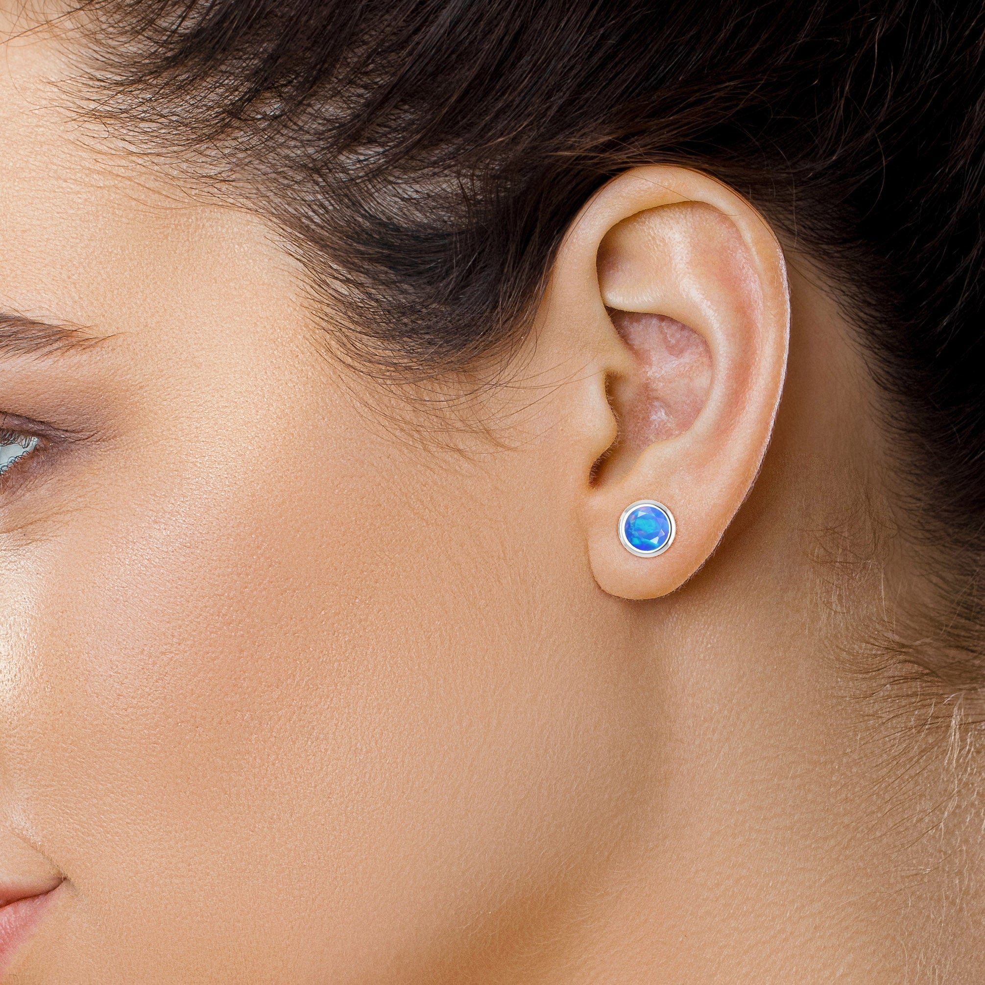 Blue Opal Silver Earring
