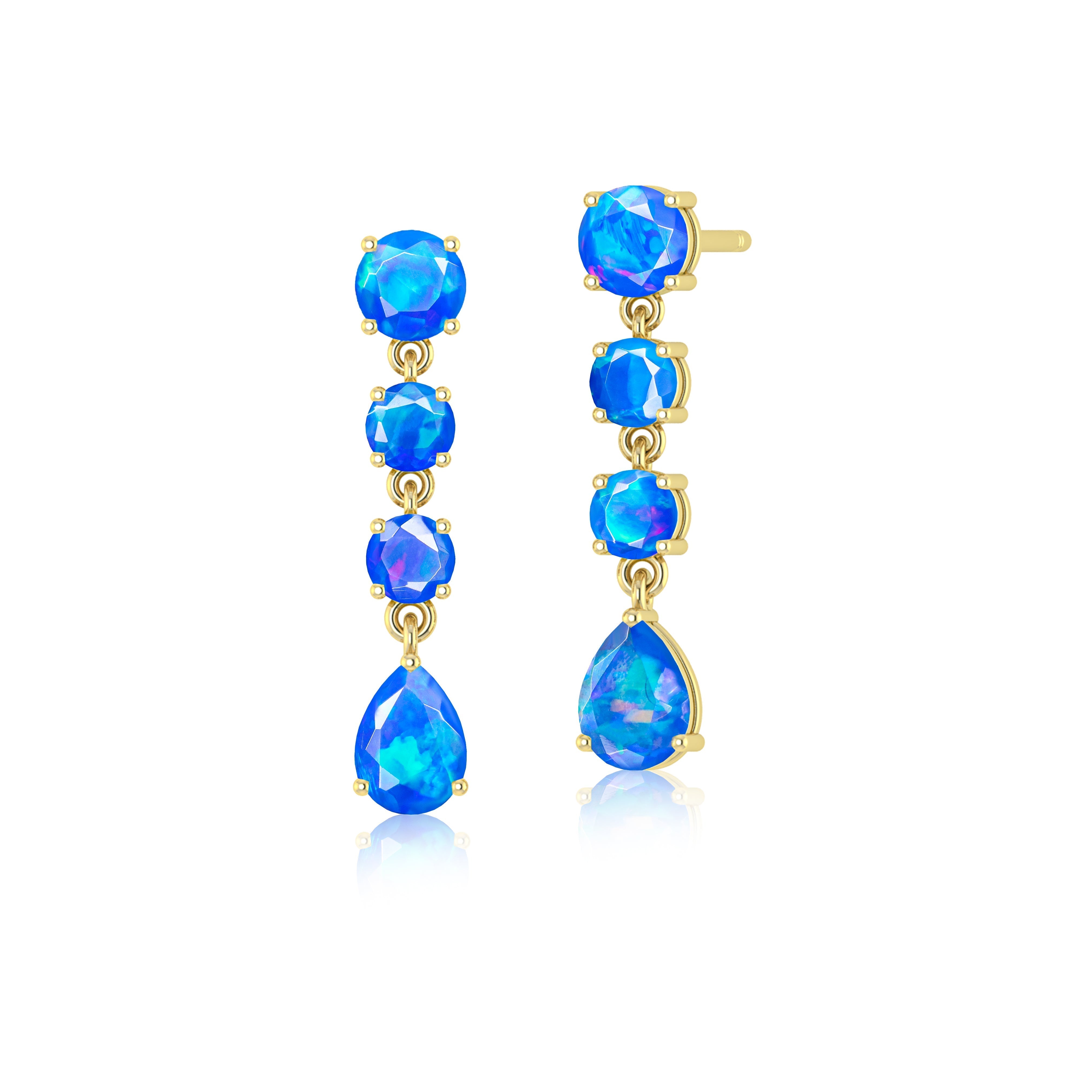 Blue Fire Opal Stone Stud Earring