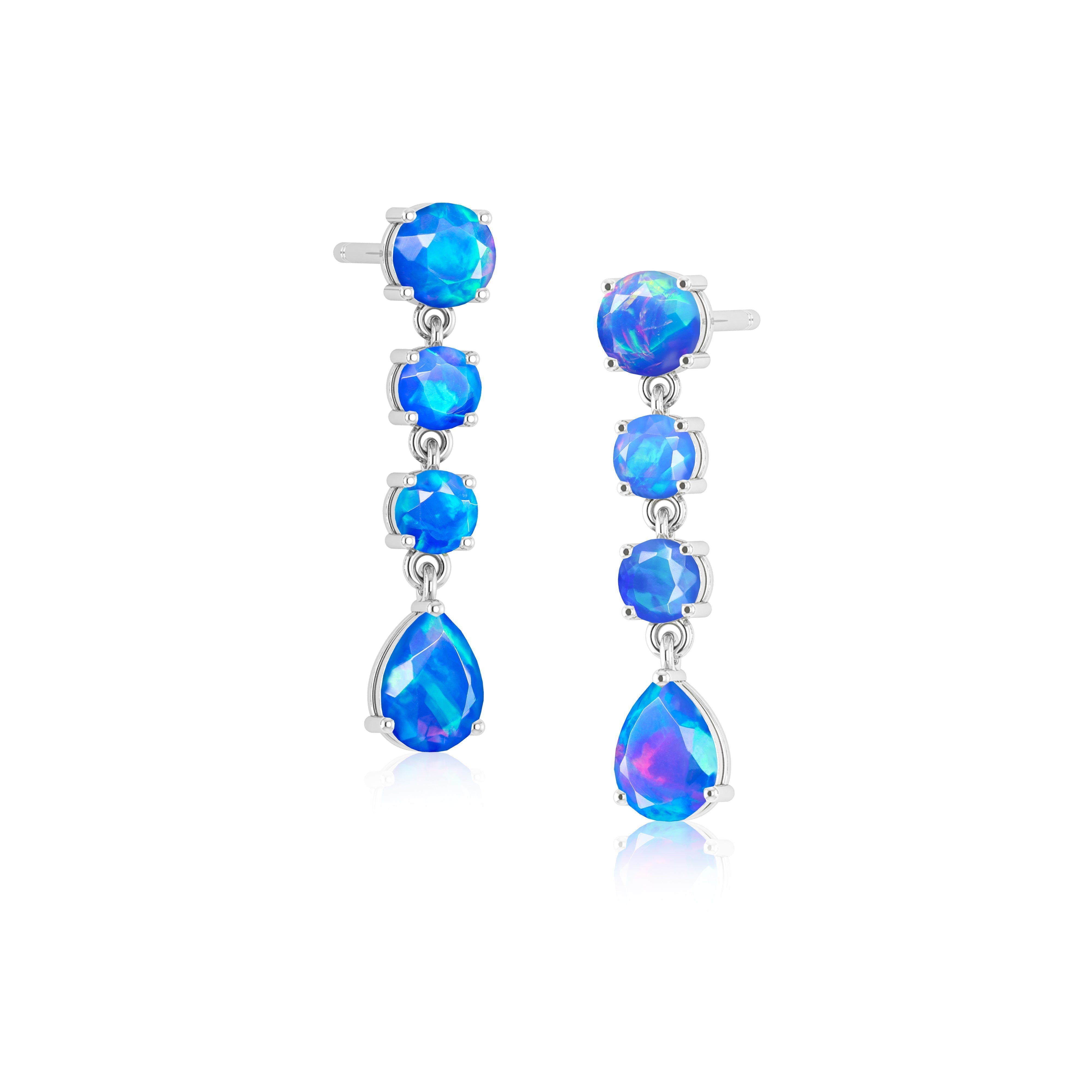 Blue Fire Opal Stone Stud Earring