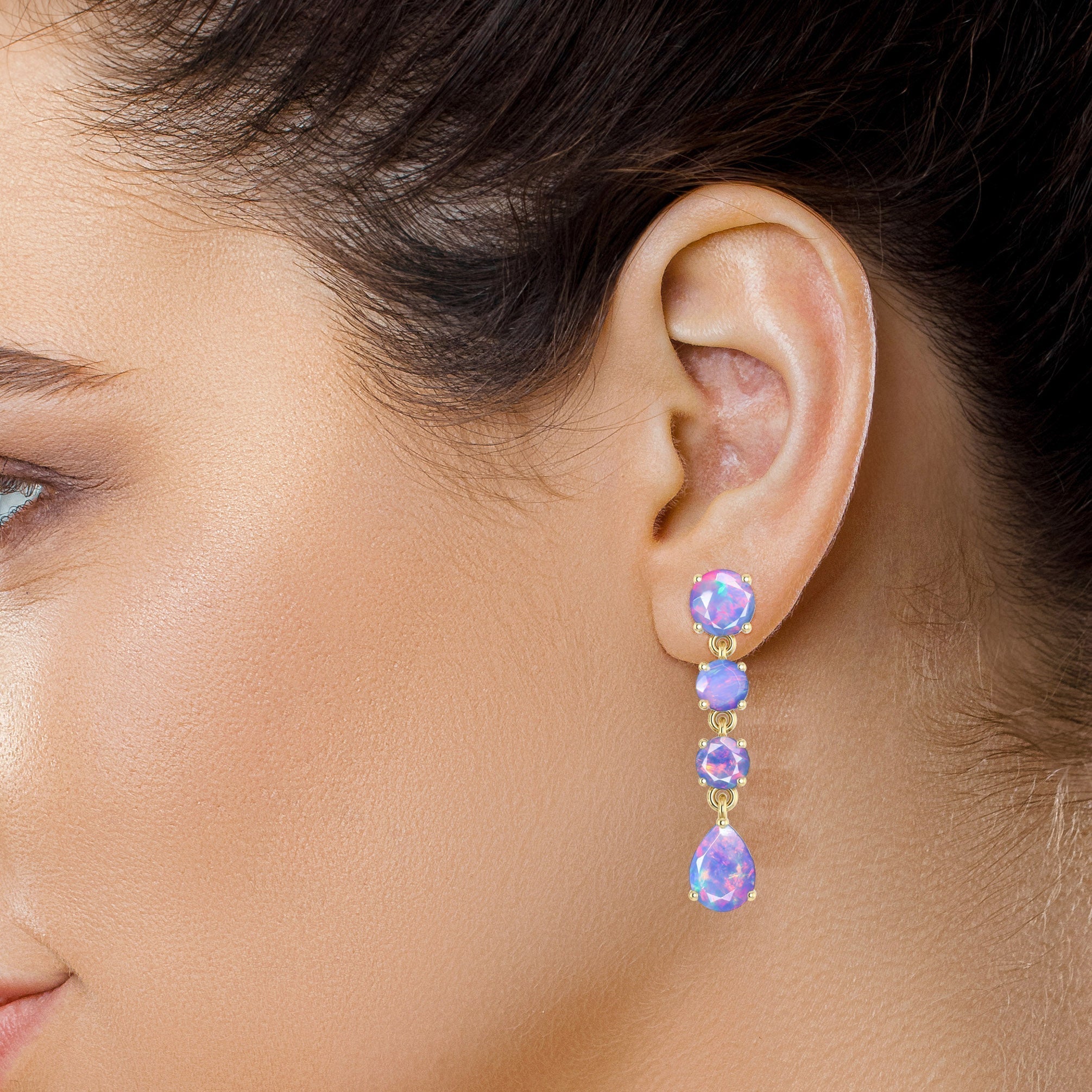 Blue Fire Opal Stone Stud Earring