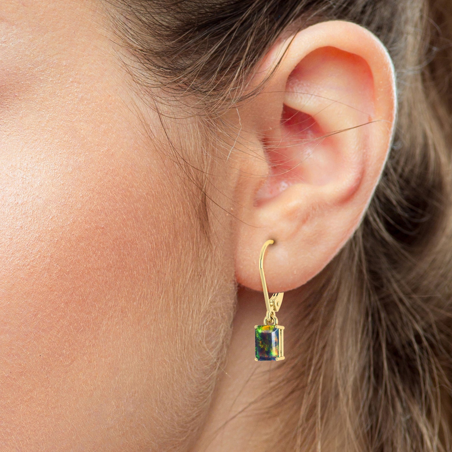 Black Opal Gold Earring