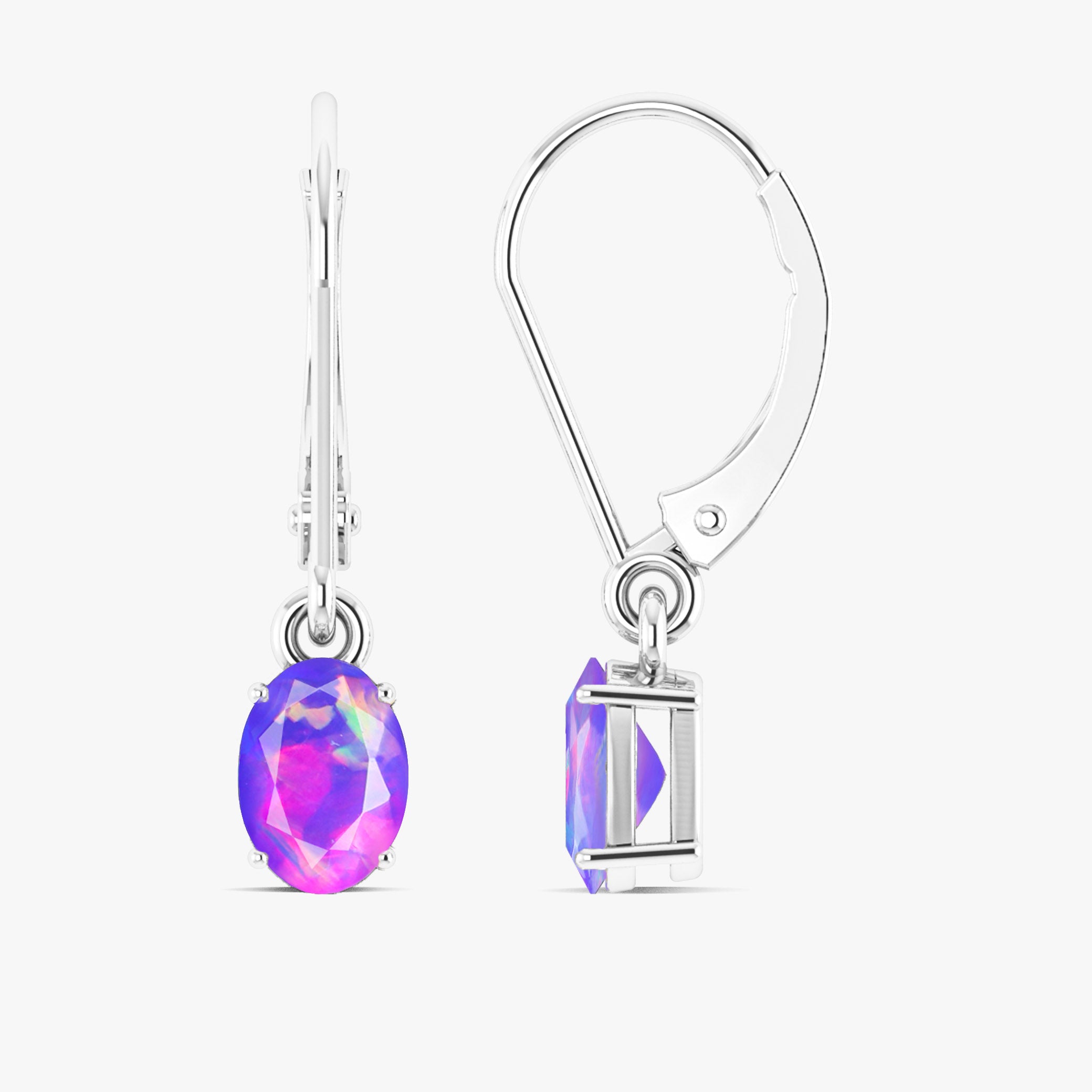 Lavender Multi Fire Opal Gemstone Dangle Earring