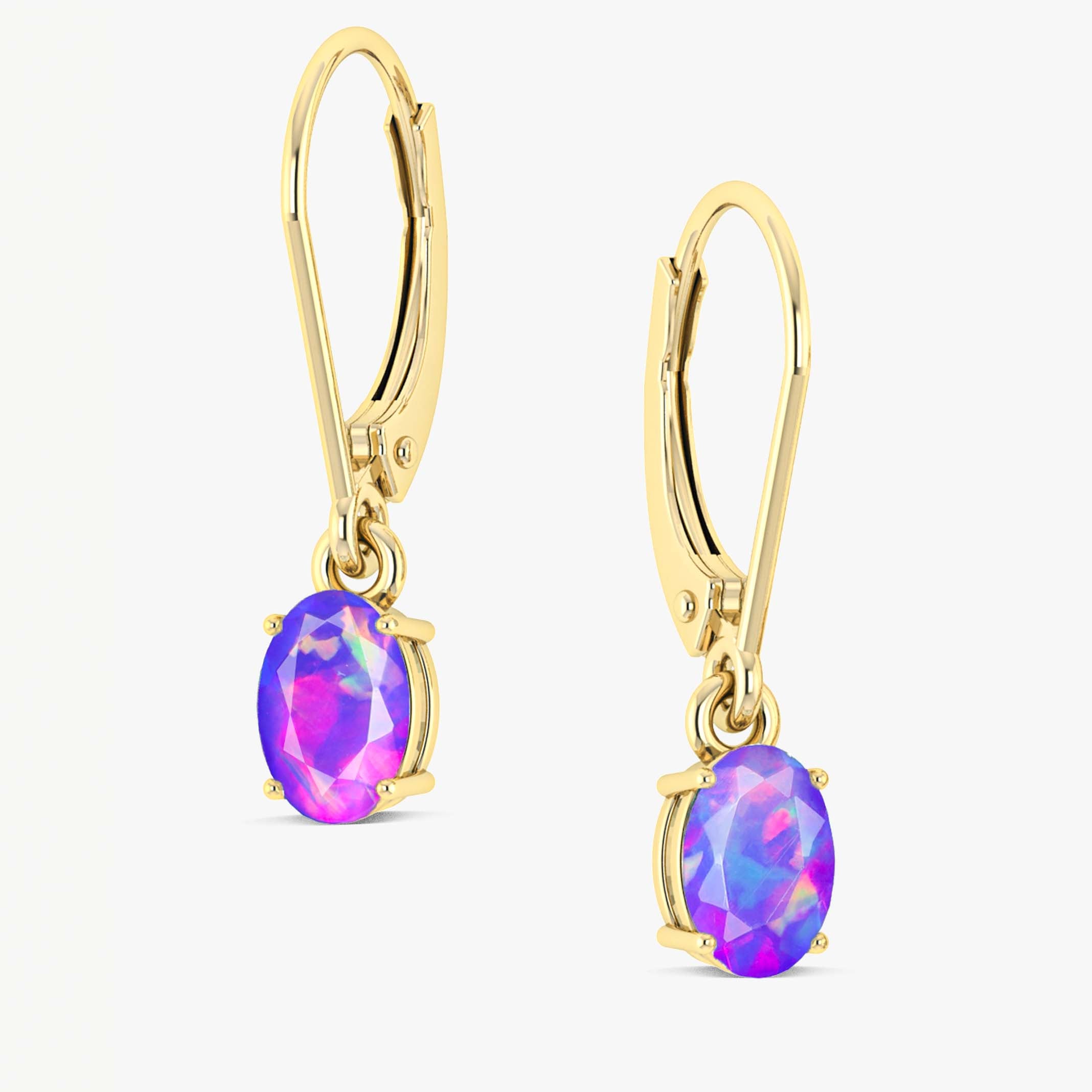 Lavender Multi Fire Opal Gemstone Dangle Earring