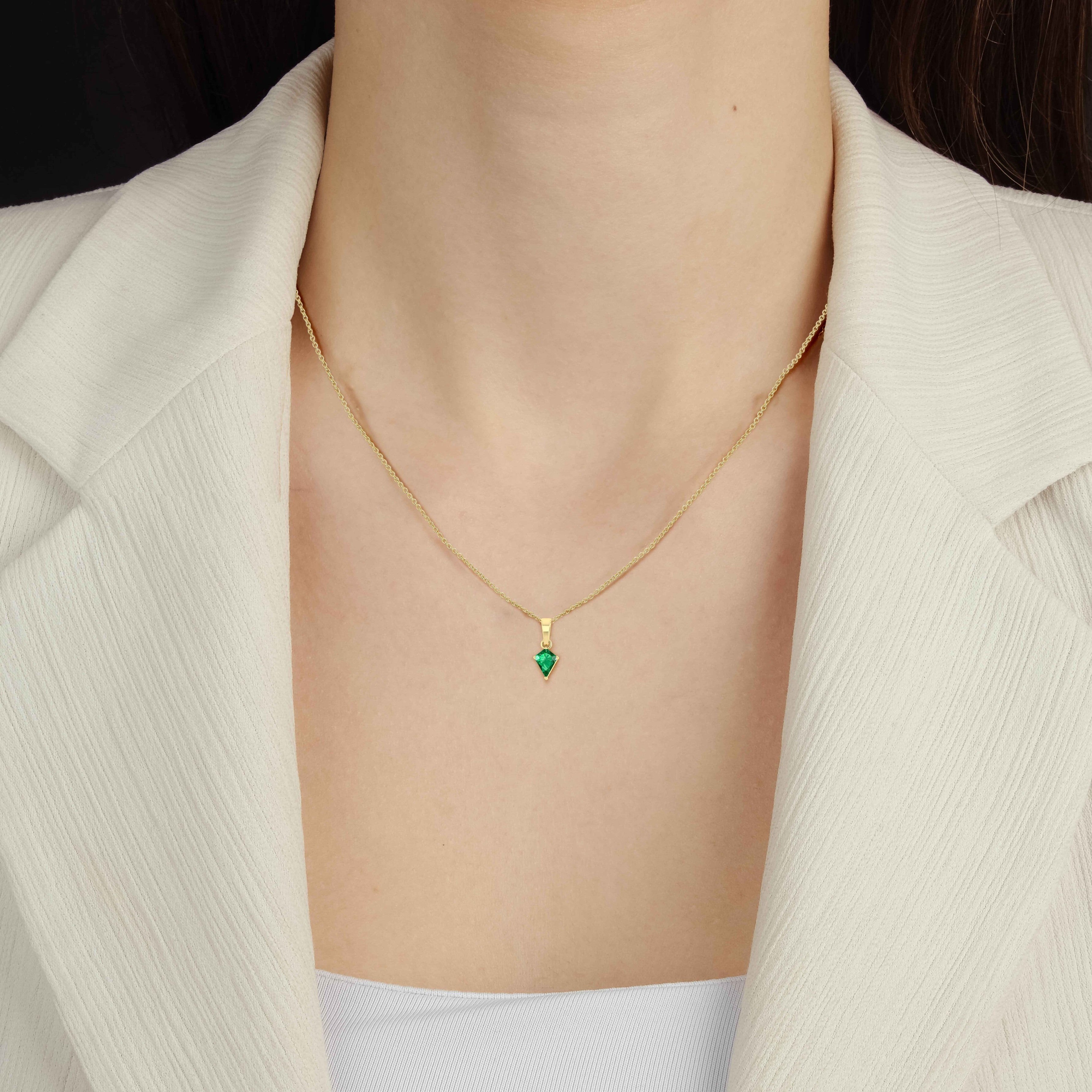 Emerald Kite Gemstone Pendant Necklace