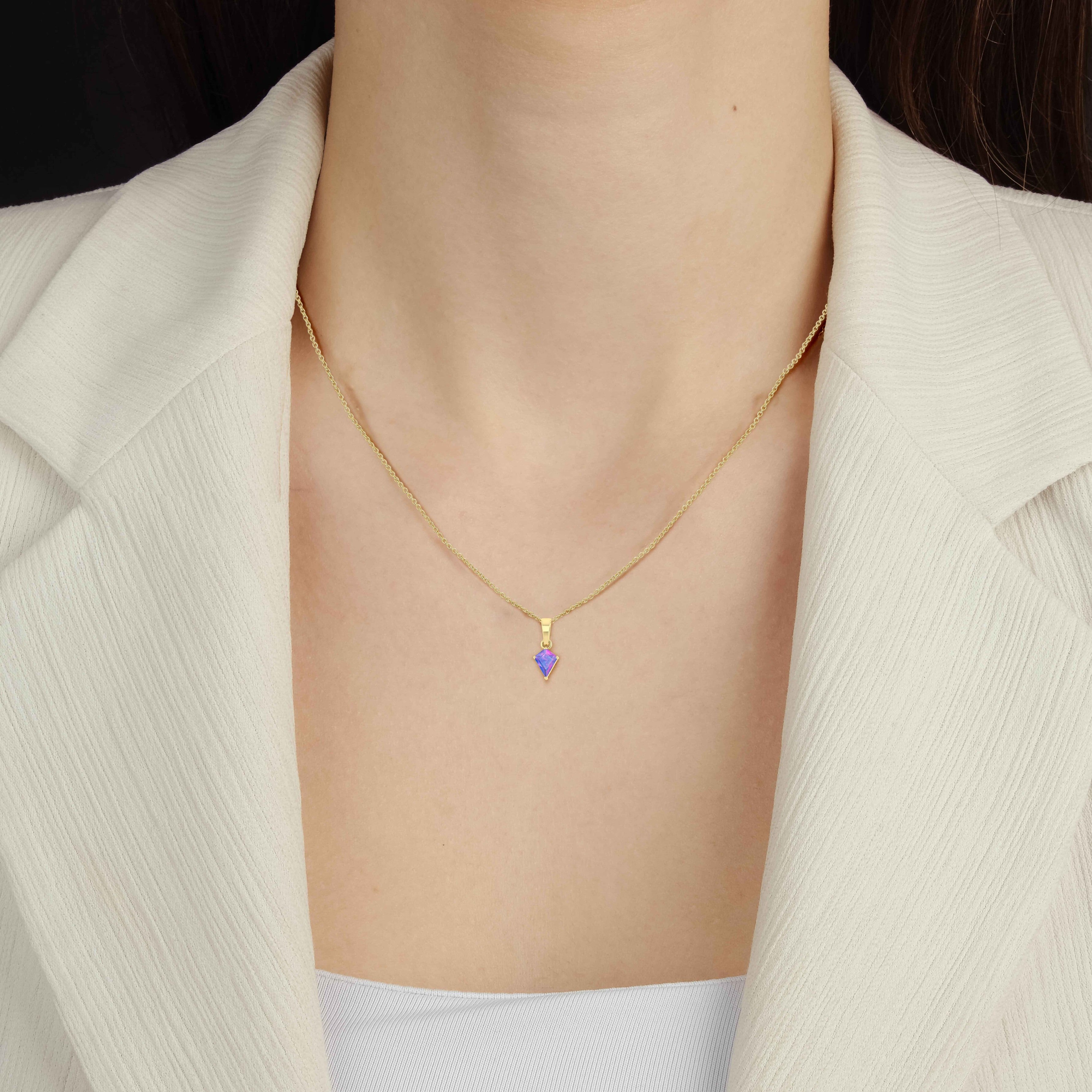 Lavender Opal Kite Gemstone Pendant Necklace