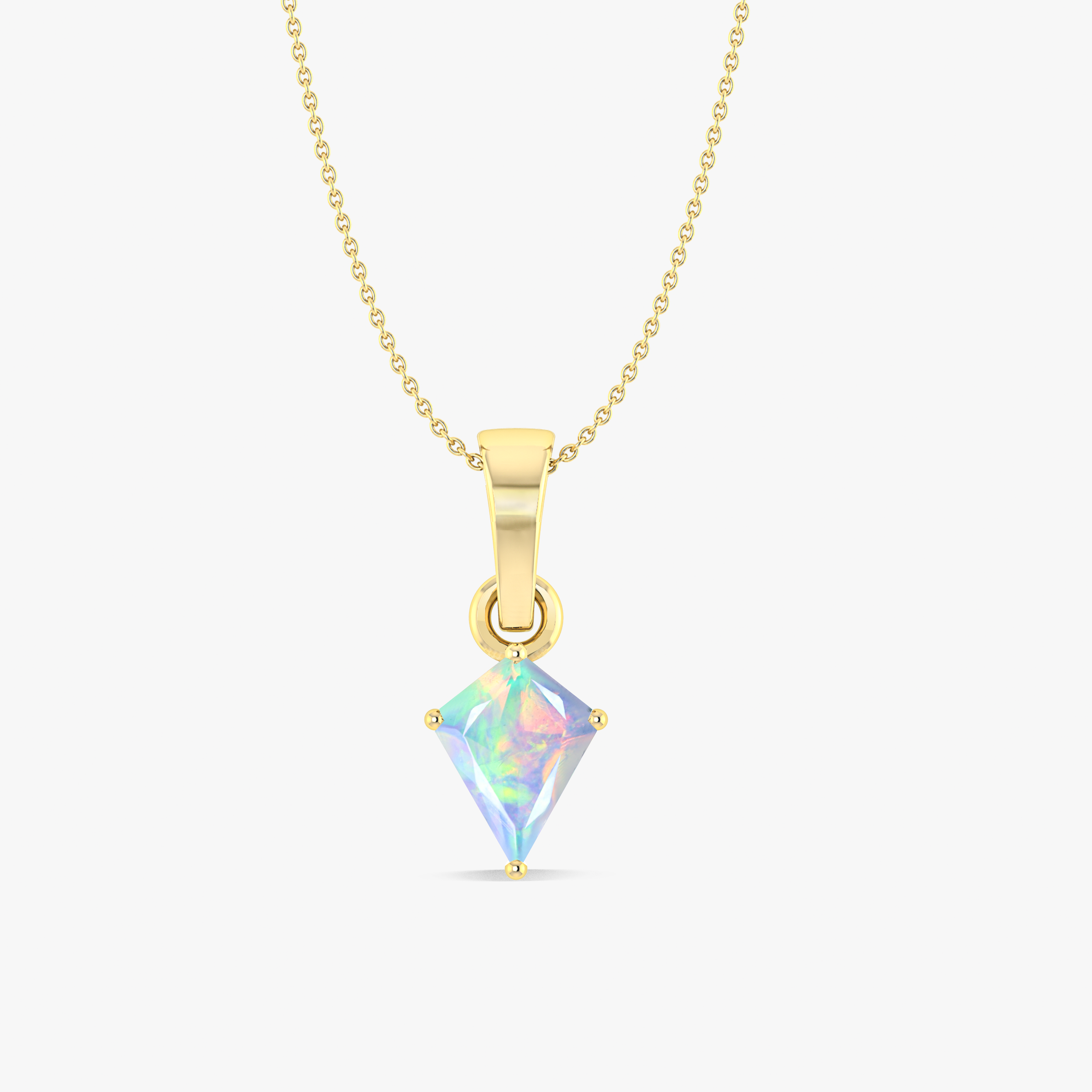 White Opal Kite Gemstone Pendant Necklace