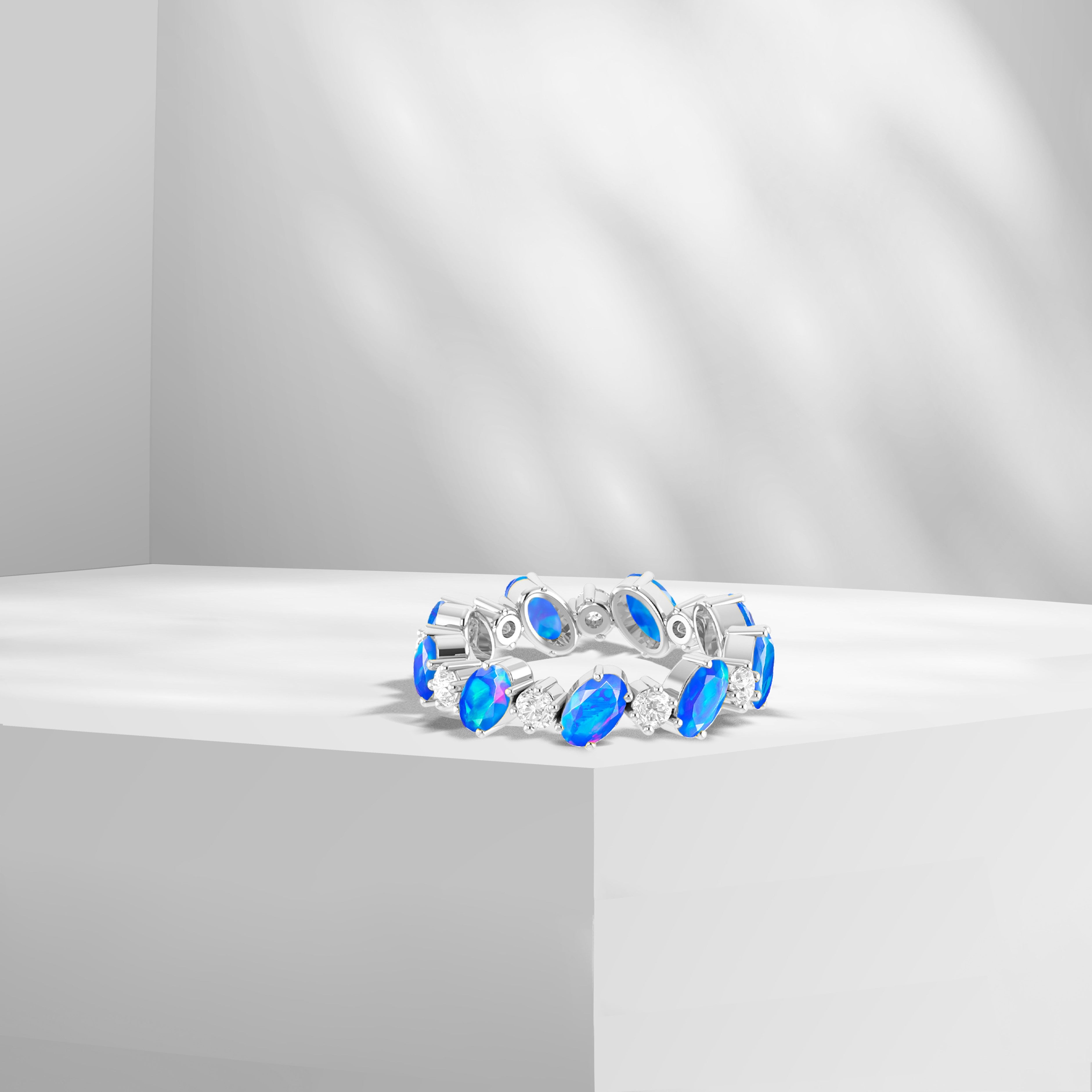 Blue Opal Wedding Ring