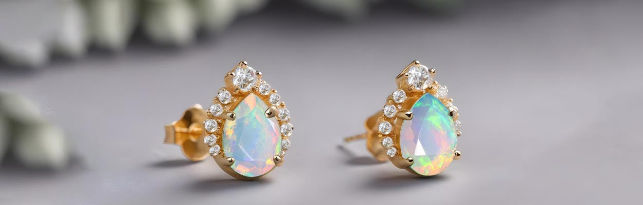 Gold and Silver Opal Earring