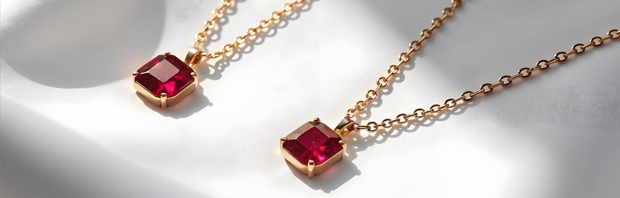 Gold and Silver Ruby Necklace